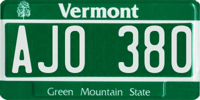 VT license plate AJO380
