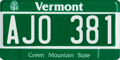 VT license plate AJO381