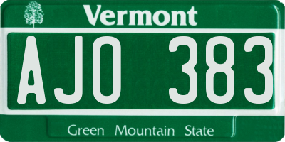 VT license plate AJO383