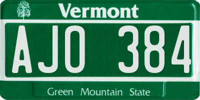 VT license plate AJO384