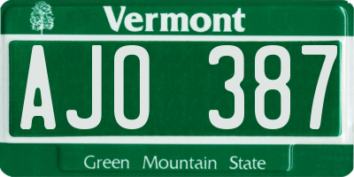 VT license plate AJO387