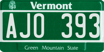 VT license plate AJO393