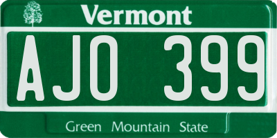 VT license plate AJO399