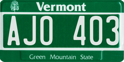 VT license plate AJO403