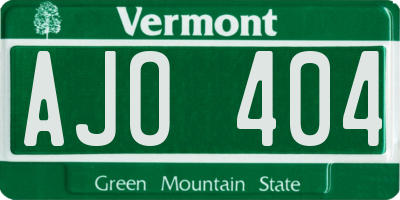 VT license plate AJO404