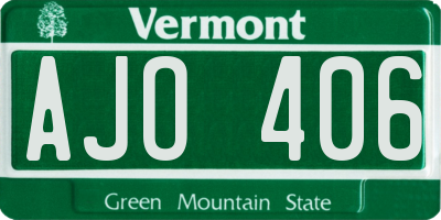 VT license plate AJO406