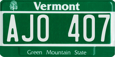 VT license plate AJO407