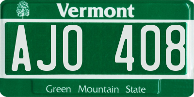 VT license plate AJO408