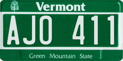 VT license plate AJO411