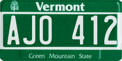 VT license plate AJO412