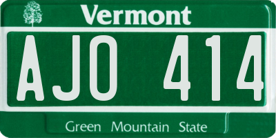 VT license plate AJO414