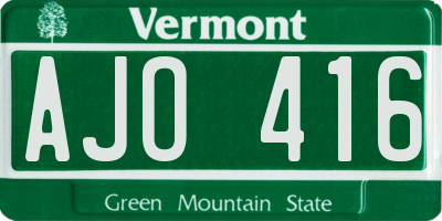VT license plate AJO416