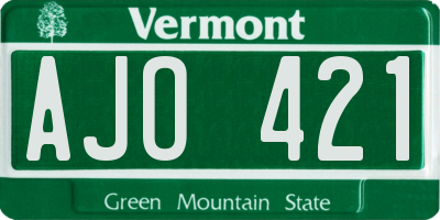VT license plate AJO421