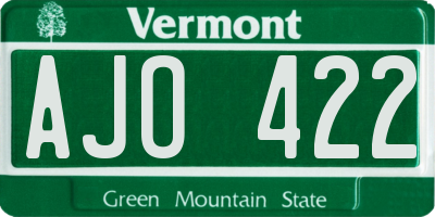 VT license plate AJO422