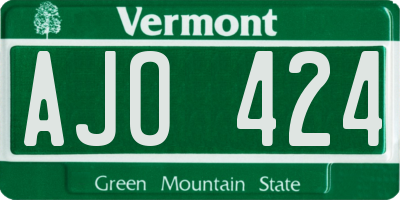 VT license plate AJO424