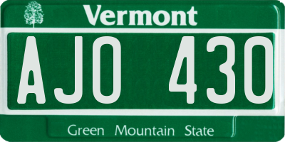 VT license plate AJO430