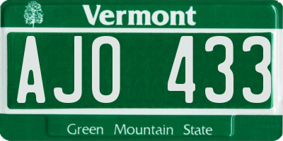 VT license plate AJO433