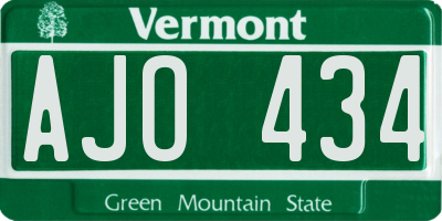 VT license plate AJO434