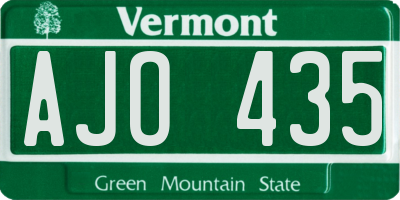 VT license plate AJO435