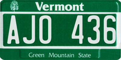 VT license plate AJO436