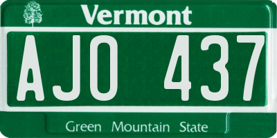 VT license plate AJO437