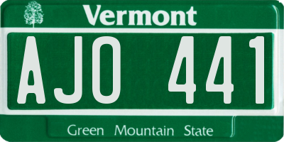VT license plate AJO441