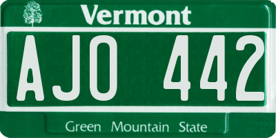 VT license plate AJO442