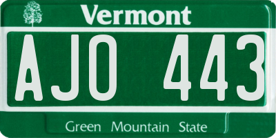 VT license plate AJO443