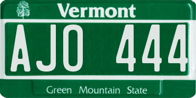 VT license plate AJO444