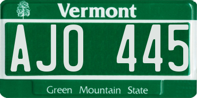 VT license plate AJO445