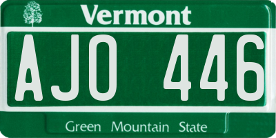 VT license plate AJO446