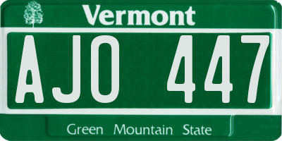 VT license plate AJO447