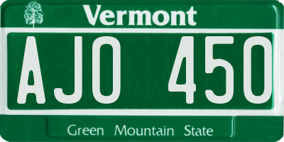 VT license plate AJO450
