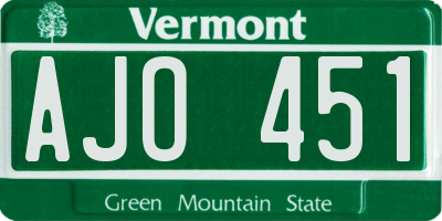 VT license plate AJO451