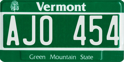 VT license plate AJO454