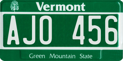 VT license plate AJO456