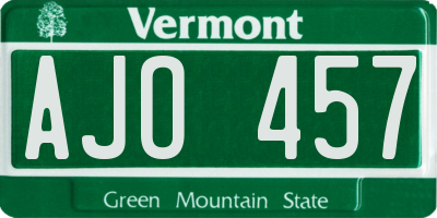 VT license plate AJO457