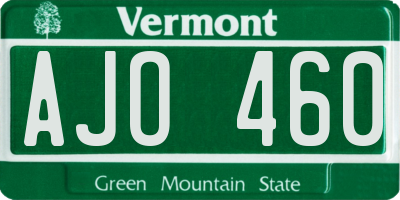 VT license plate AJO460