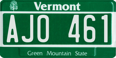 VT license plate AJO461