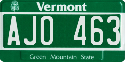 VT license plate AJO463