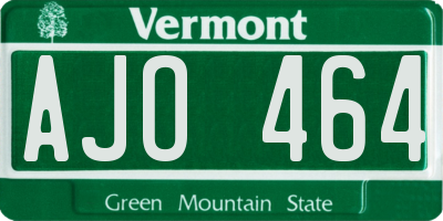 VT license plate AJO464