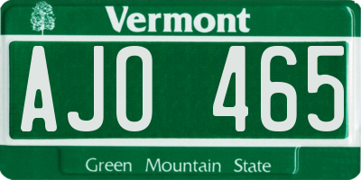 VT license plate AJO465
