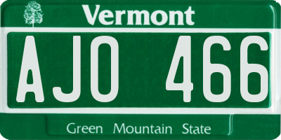 VT license plate AJO466
