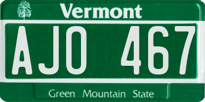 VT license plate AJO467