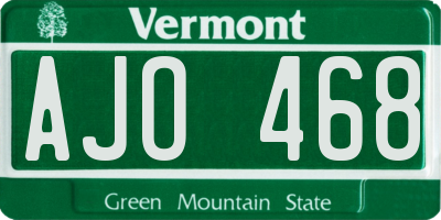 VT license plate AJO468