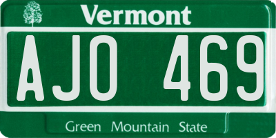VT license plate AJO469