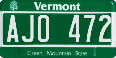 VT license plate AJO472