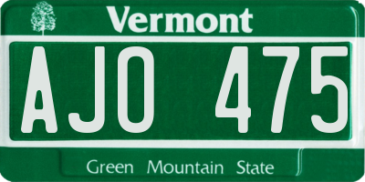 VT license plate AJO475
