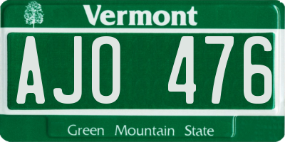 VT license plate AJO476
