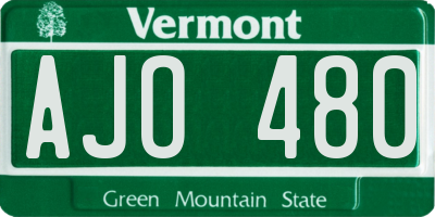 VT license plate AJO480
